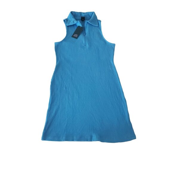 Wild Fable womens mini dress blue color sleeveless zip-front bodycon nwt Sz( S ) - Picture 4 of 10